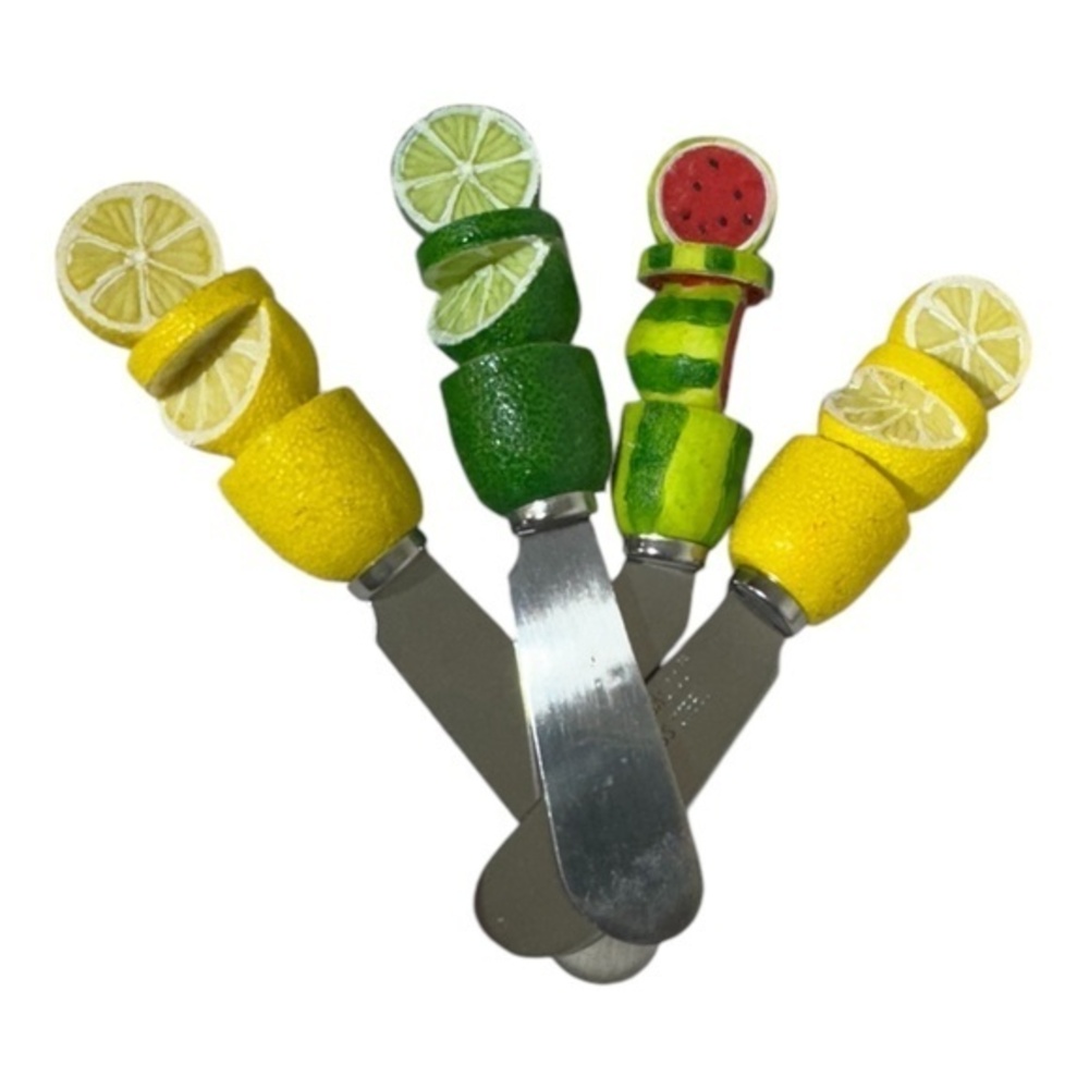 Kitchen Basics Fruit Inspired Cheese Spreaders Set of 4 Lemon Lime watermelon